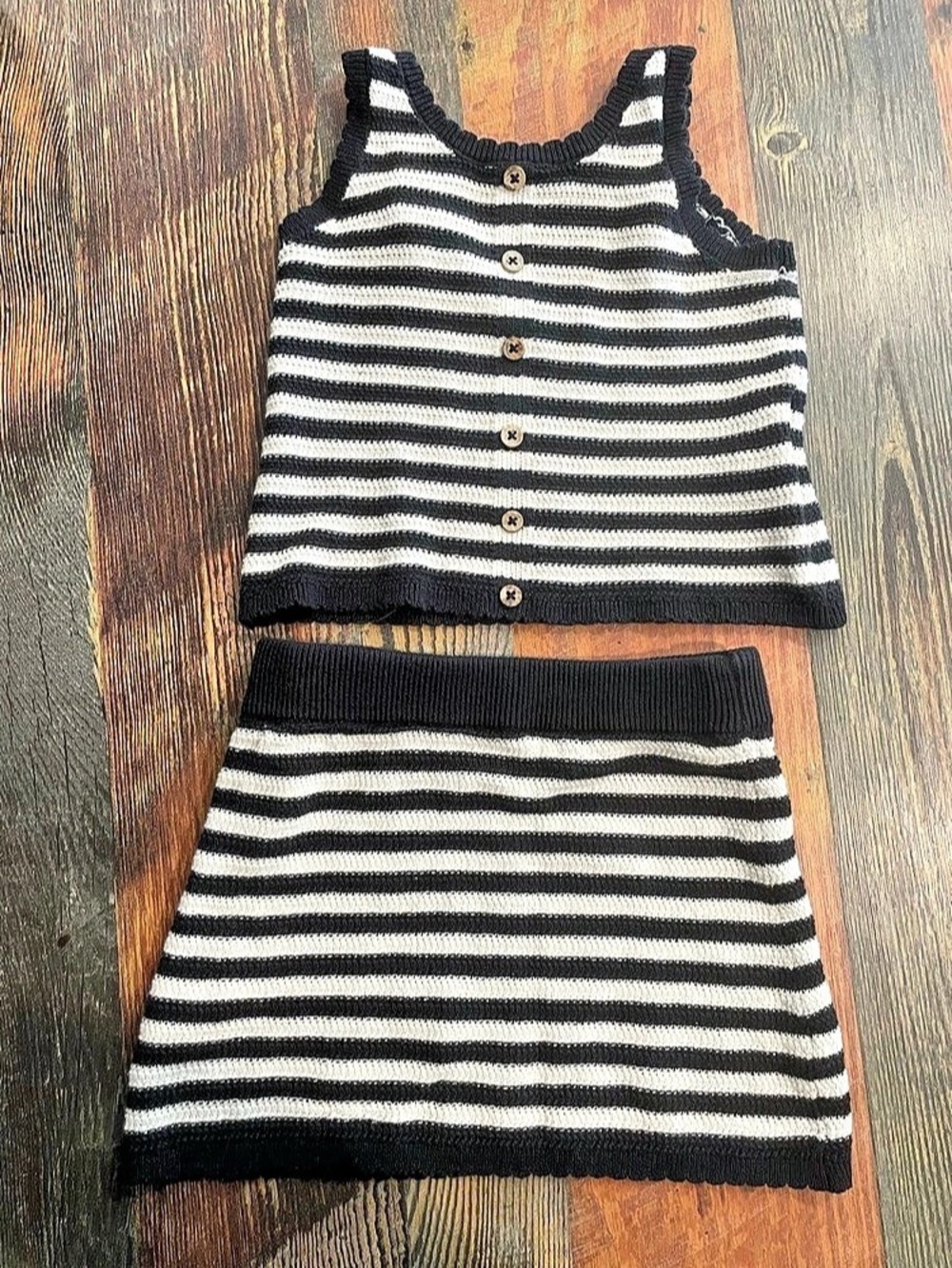 Striped Cotton girls sleeveless top & mini skirt ,  size 4t